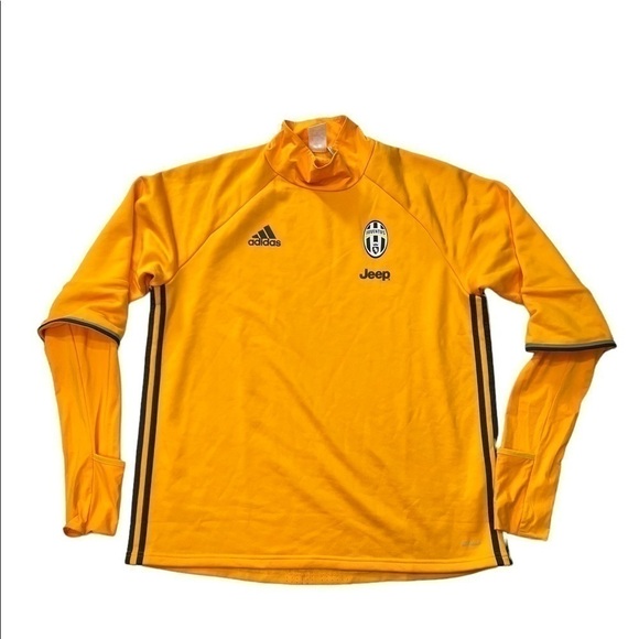 adidas juventus yellow long sleeve warm up jersey mock neck climacool - Picture 3 of 9